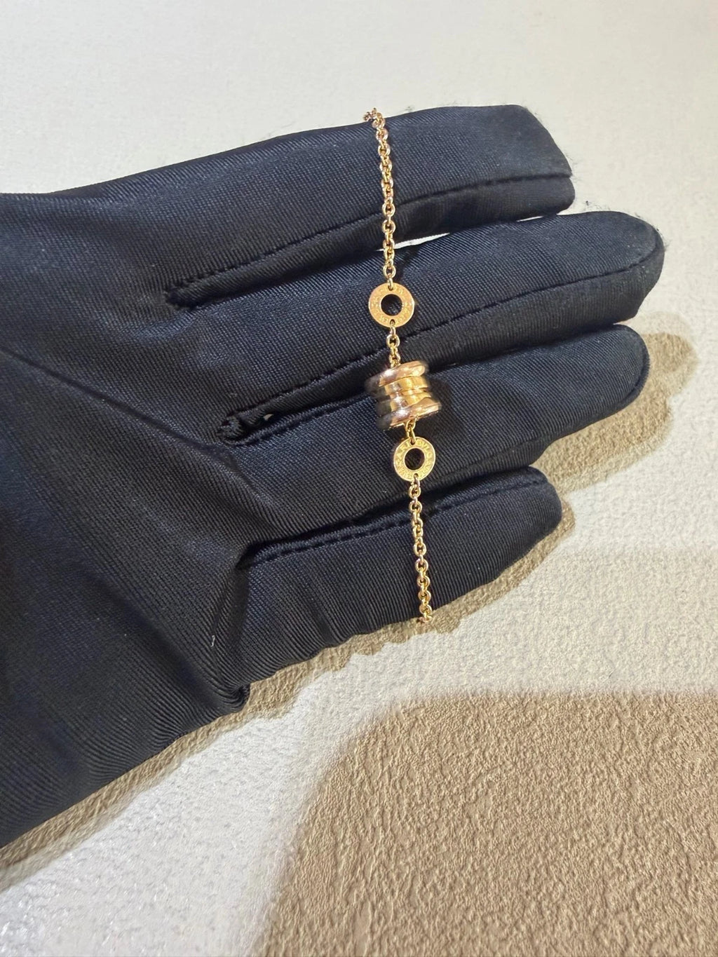 Excellent BVLGARI B.zero1 Series Spiral Spring Bracelet 18k Rose Gold 5.9-6.7In