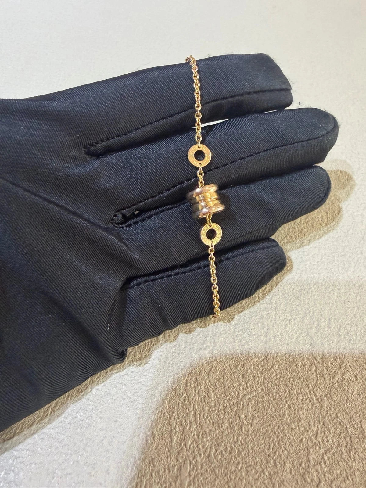 Excellent BVLGARI B.zero1 Series Spiral Spring Bracelet 18k Rose Gold 5.9-6.7In