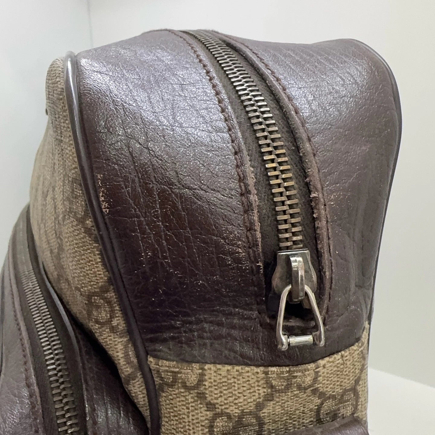 GUCCI Monogram Canvas Double Layer Reporter Shoulder Crossbody Bag For Women