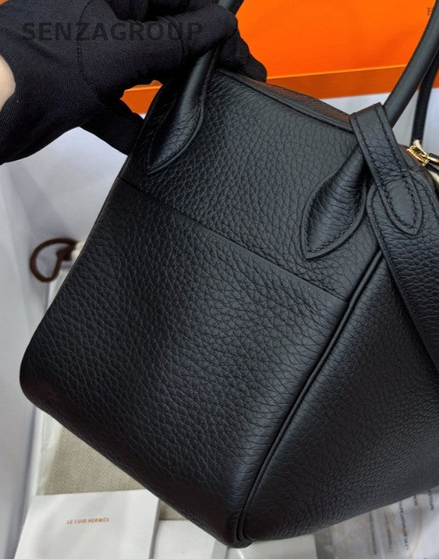 Hermes Lindy26 Shoulder Bag Black Gold Used Women Classic Designer