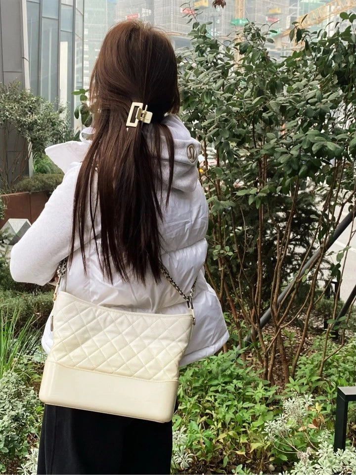 CHANEL Medium White Chain Crossbody Bag For Women