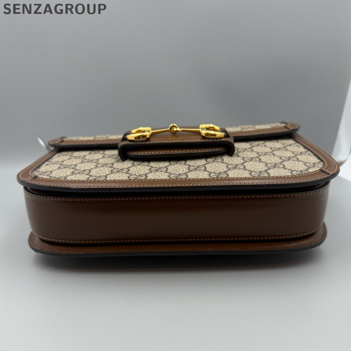 Gucci 1955 GG Supreme Shoulder Bag Brown Gold Buckle Classic Women