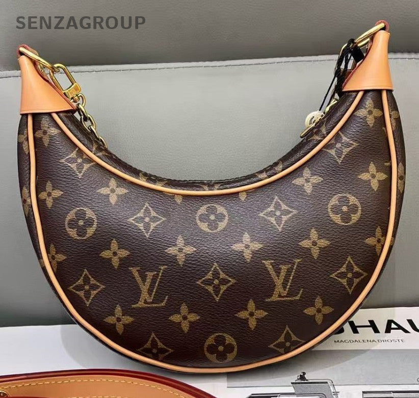 Louis Vuitton Monogram Loop Hobo Shoulder Bag Brown Gold Used Women Classic