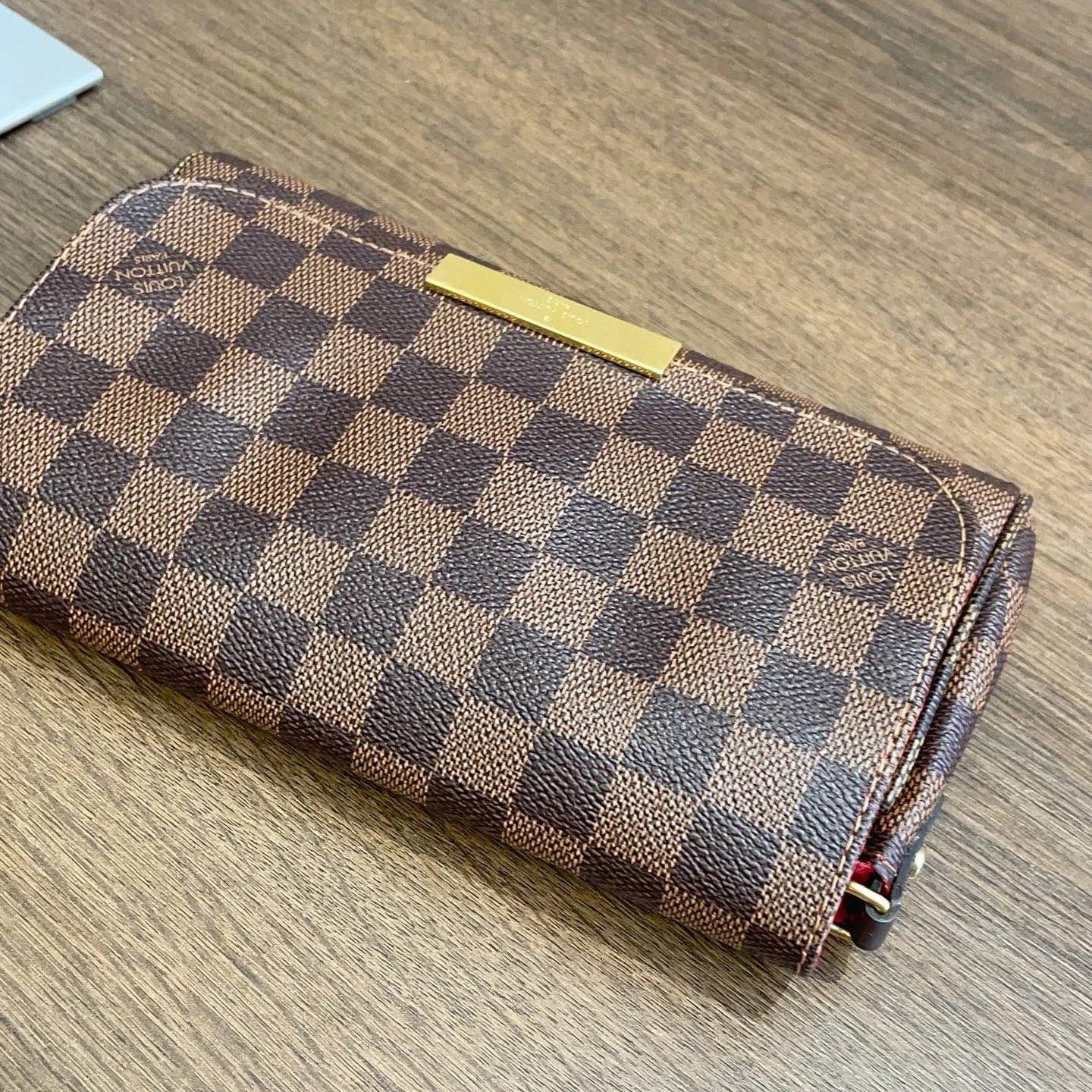 Authentic Louis Vuitton Favorite Damier Ebene Canvas Chain Handbag Crossbody GHW
