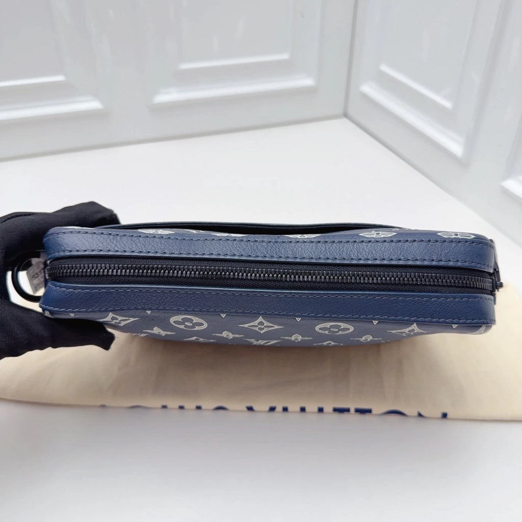 Louis Vuitton Trio Messenger Calfskin Monogram Blue Shoulder Bag Crossbody