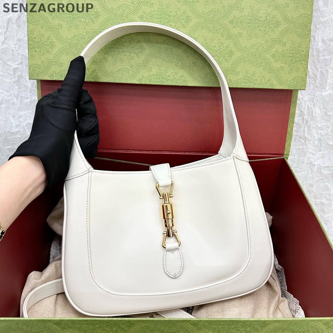 Gucci Jackie 1961 Medium Hobo Shoulder Bag White Gold Women's Classic
