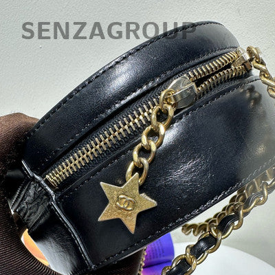 Chanel Black Gold Quilted Chain Shoulder Crossbody Bag Women Classic