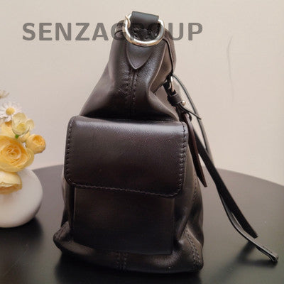 Louis Vuitton Black Silver Leather Carryall PM Shoulder Bag - Classic Women's