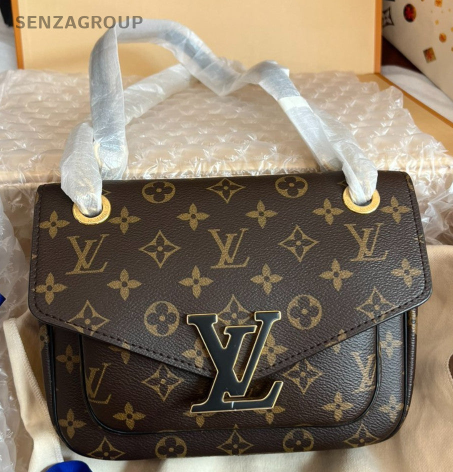 Louis Vuitton Passy Monogram Chain Shoulder Bag Brown Gold Women Classic