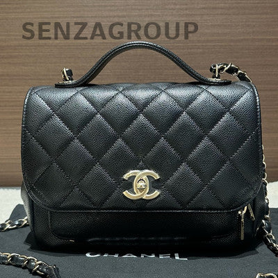 Chanel Black Caviar Leather Medium Messenger Bag with Chain Strap