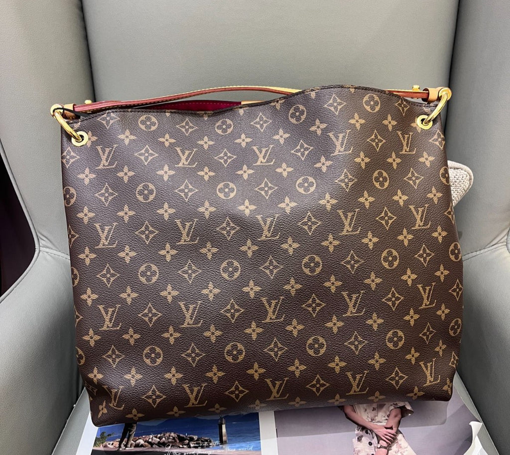 Louis Vuitton Graceful MM Monogram Shoulder Bag Brown Gold Women Classic