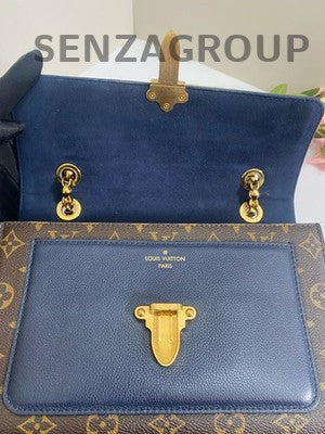 Louis Vuitton Victoire Monogram Blue Chain Crossbody Bag Women Classic
