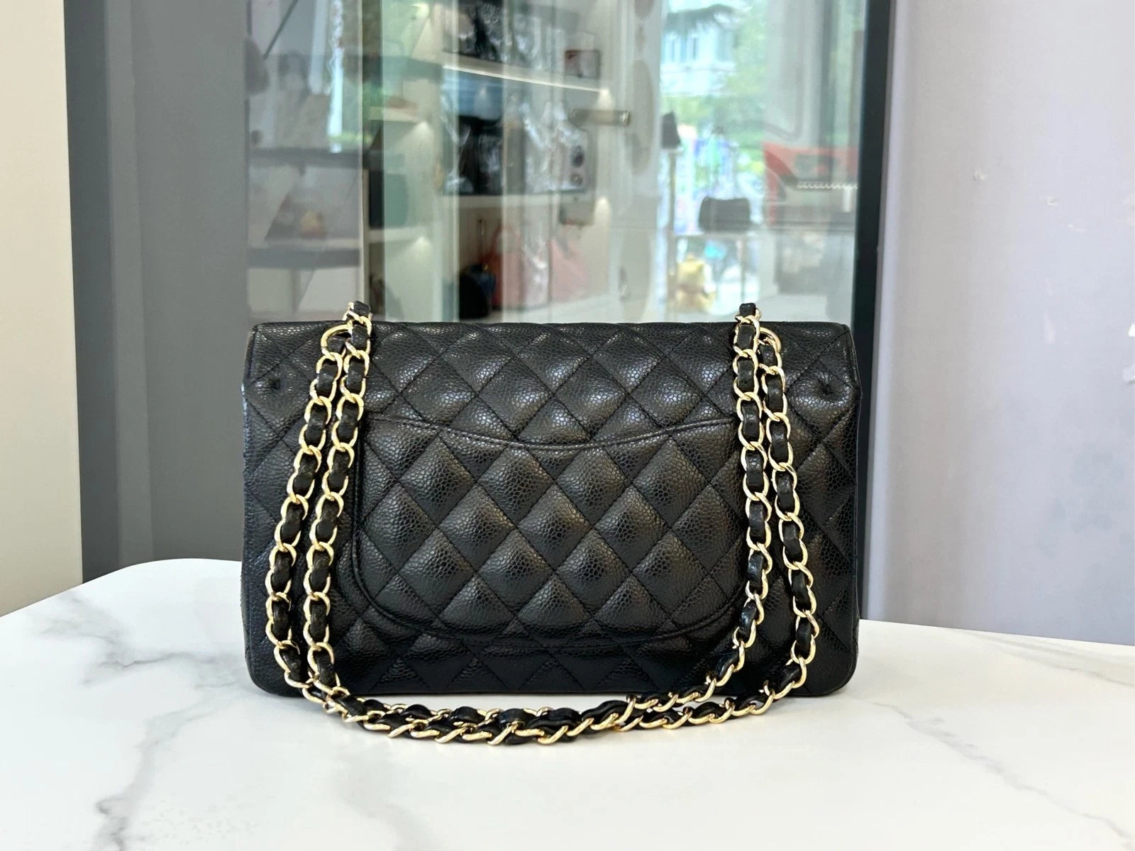 CHANEL Black Leather Medium CF Shoulder Bag For Women