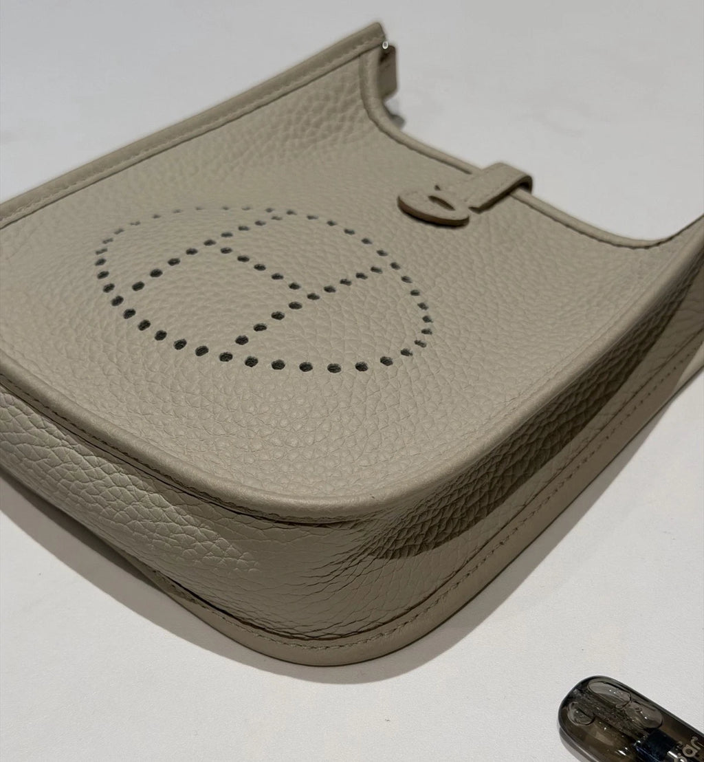 Hermes Evelyne Mini Shoulder Bag Crossbody Gray Silver Women Classic Fashion