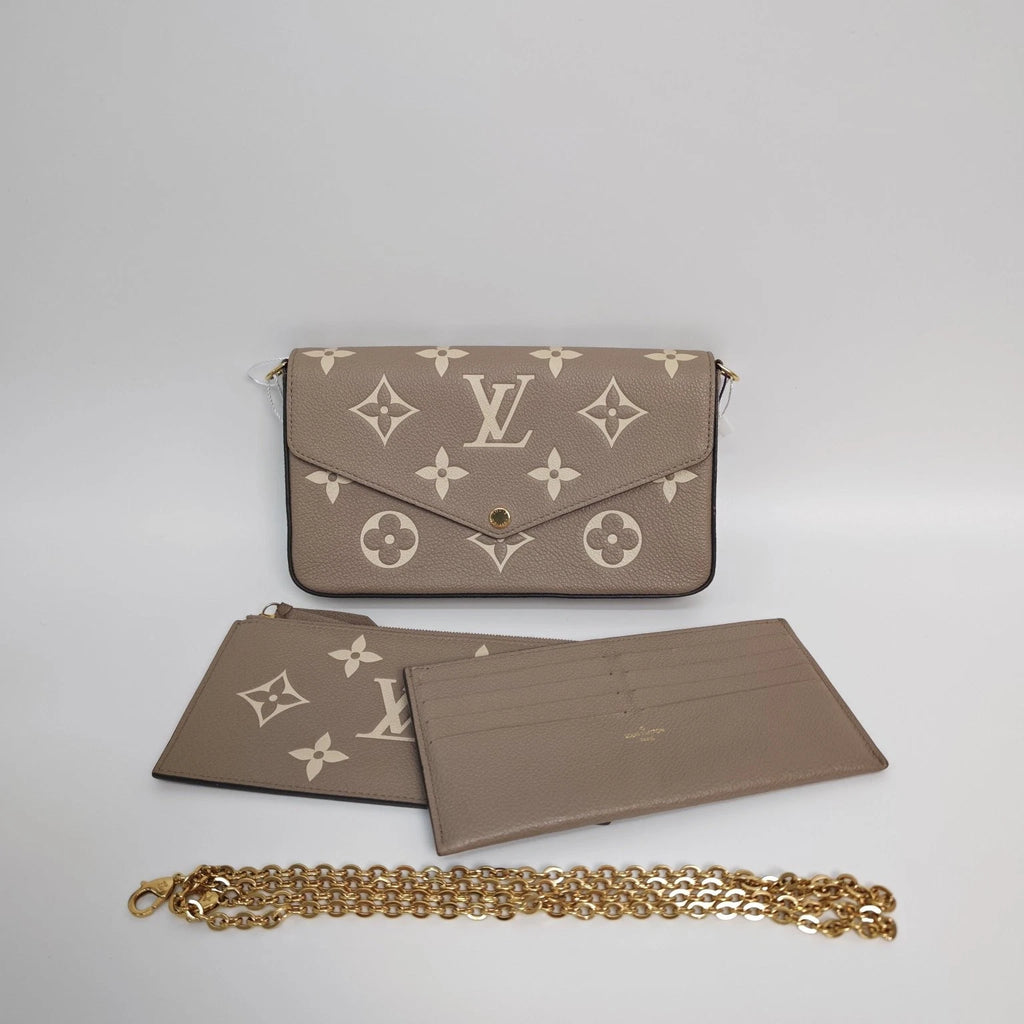 Louis Vuitton Pochette Felicie Gray White 3-in-1 Chain Crossbody Bag
