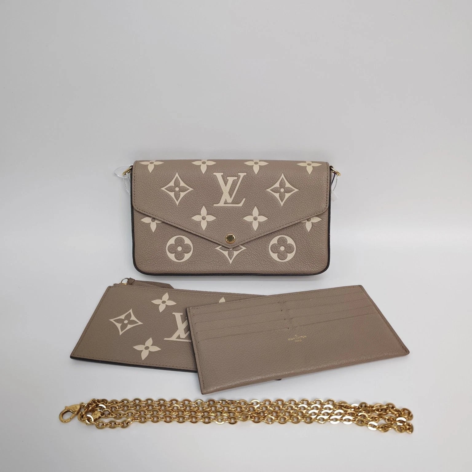 Louis Vuitton Pochette Felicie Gray White 3-in-1 Chain Crossbody Bag