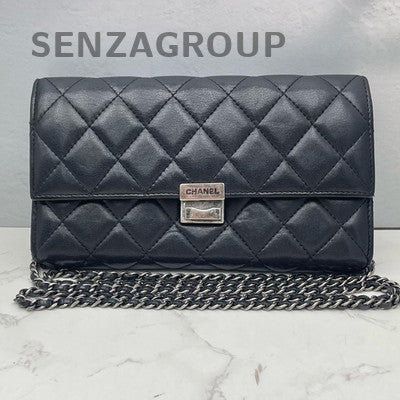 Chanel Black Lambskin WOC Chain Shoulder Crossbody Bag Classic Women