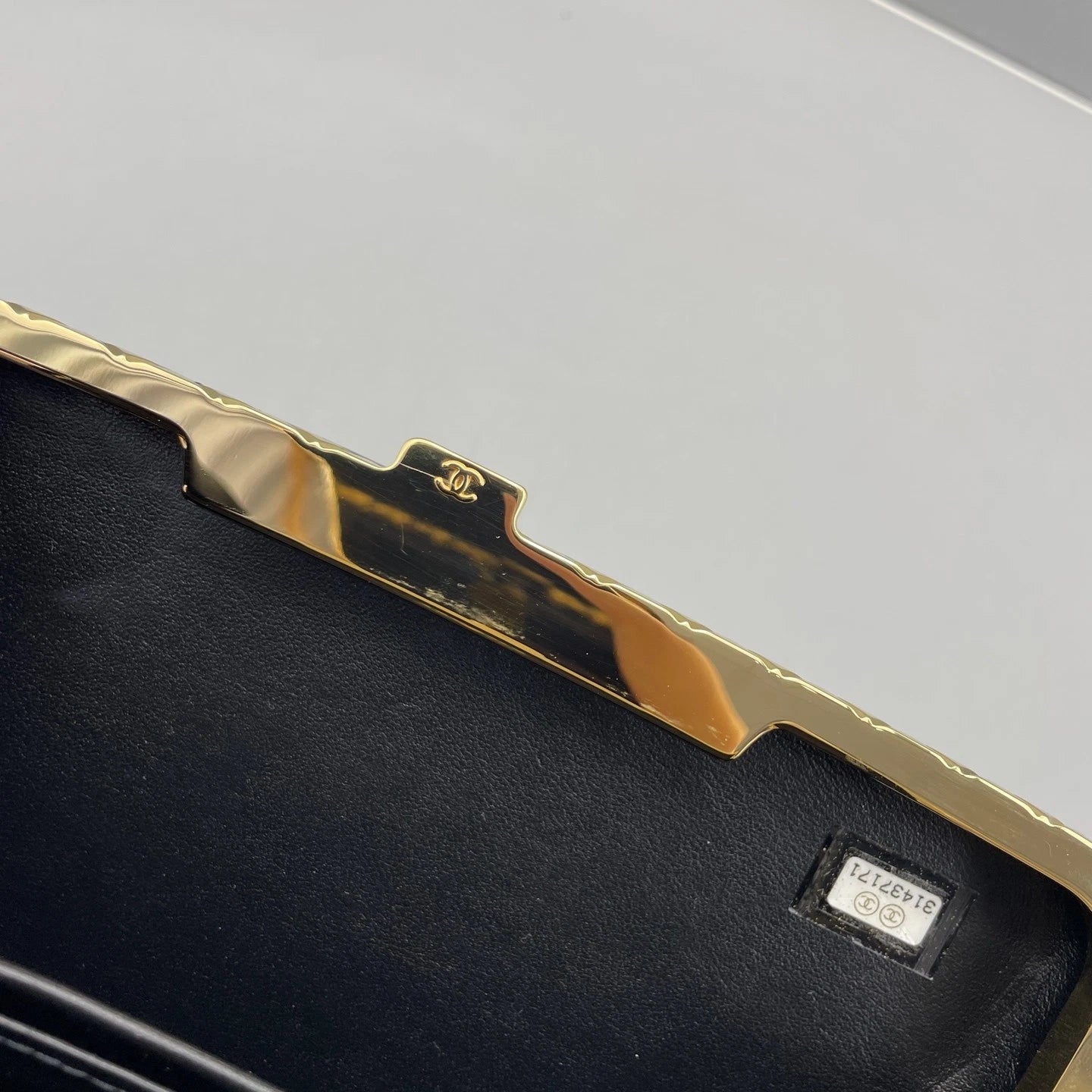 Chanel Black Gold Patent Leather Clutch Bag For Women