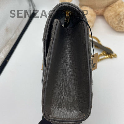 Saint Laurent Envelope Small Chain Shoulder Bag Grey Gold Women's Classic
