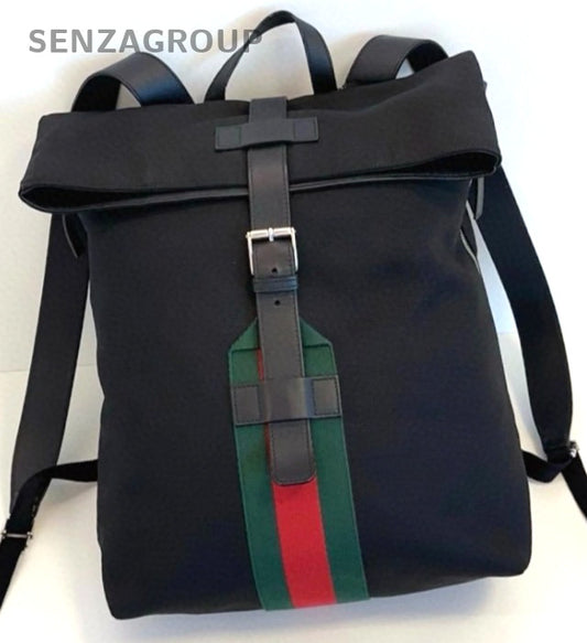 GUCCI Canvas Backpack Black Green Classic Color Shoulder bag