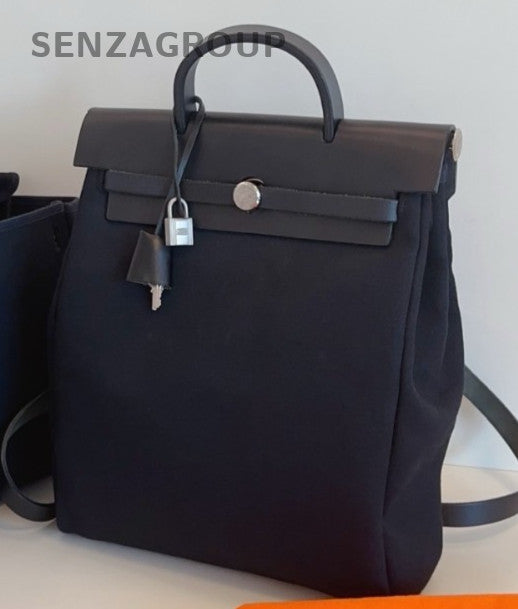 Hermes Herbag31 Backpack Black Silver Women Vintage Classic