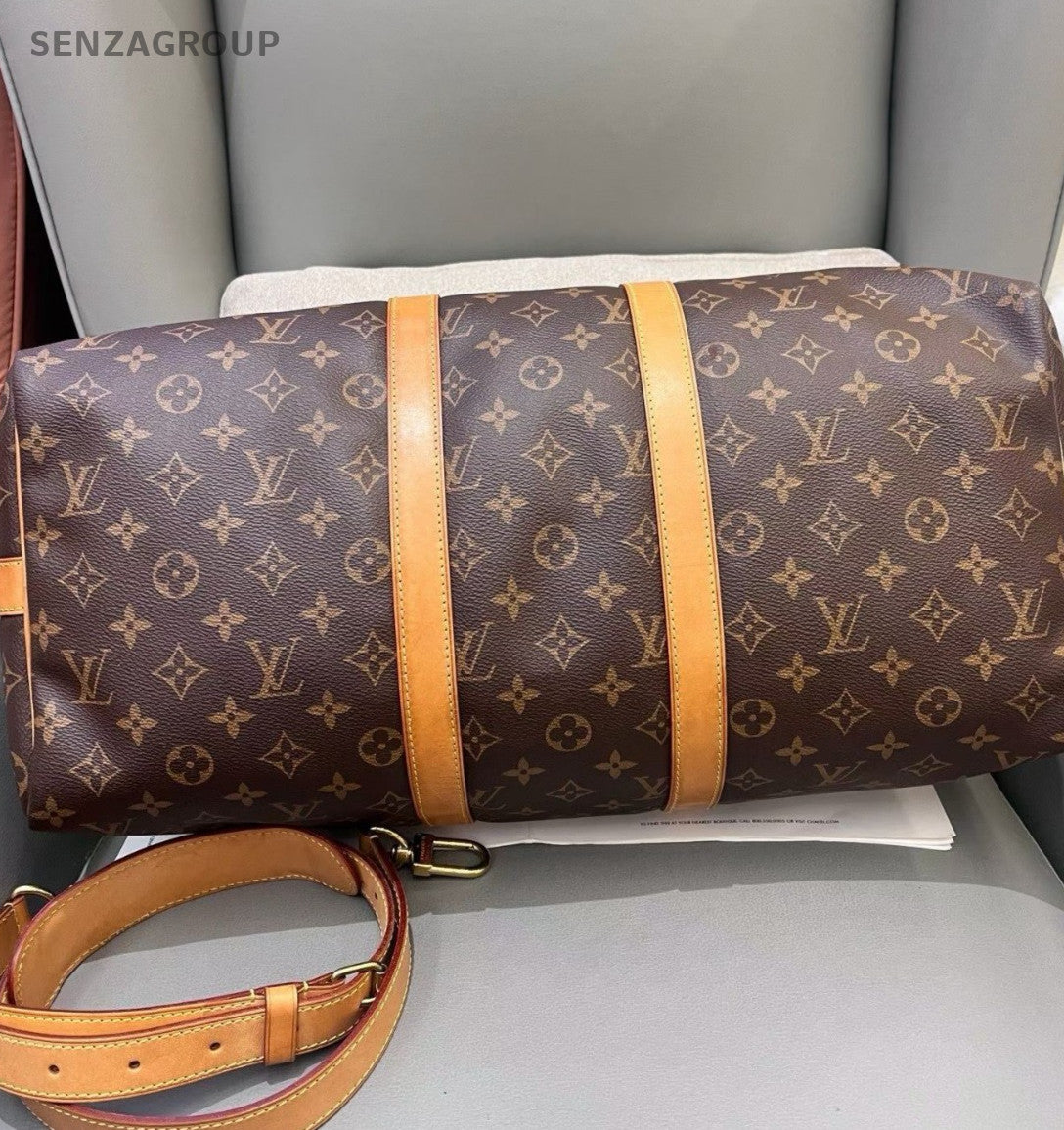 Louis Vuitton Keepall45 Monogram Top Handle Bag Crossbody Brown Unisex Adults