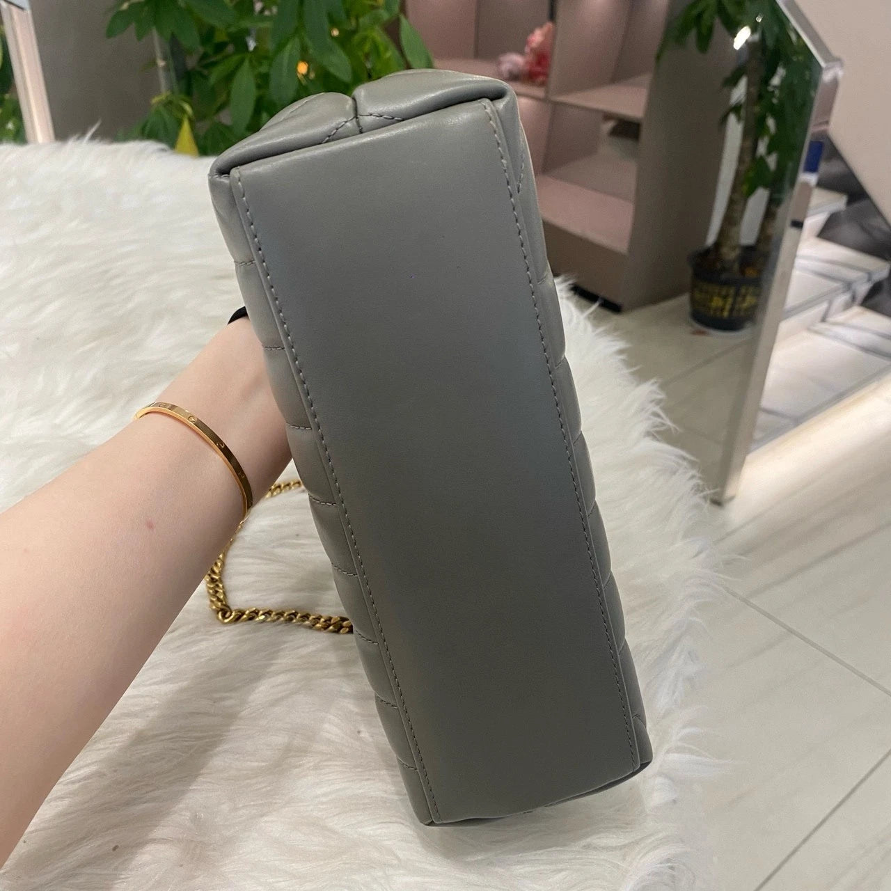 Saint Laurent YSL Classic Gray Gold Chain Shoulder Crossbody Bag