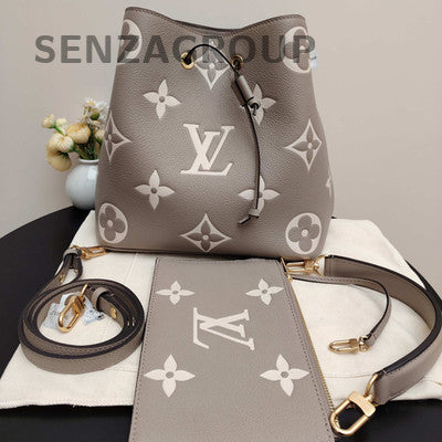 Louis Vuitton Grey Gold Bucket Bag Monogram Print Shoulder Tote