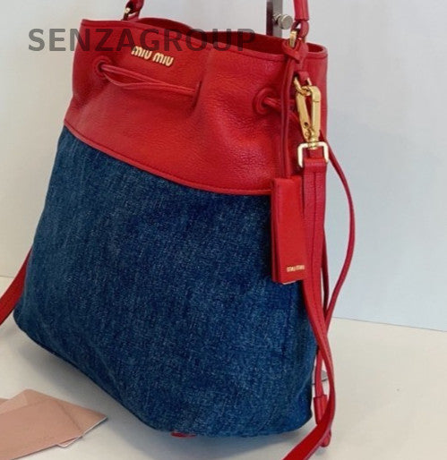 Miu Miu Bucket 2Way Shoulder Bag Crossbody Red Blue Gold Women Classic Designer