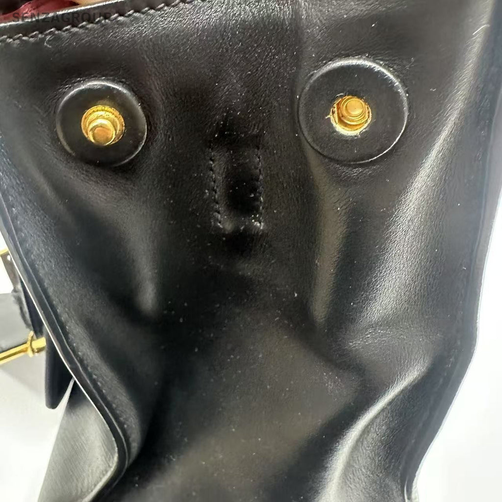 PRADA SAFFIANO Black gold Tote Shoulder bag Calfskin