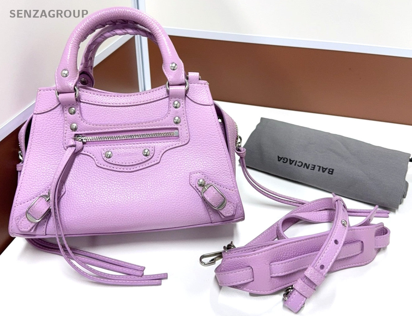Balenciaga Neo Classic mini Top Handle 2way Shoulder bag Women Lavender purple