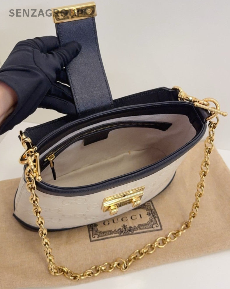 GUCCI GG Up Leather Panda color Shoulder Handbag almost brand new