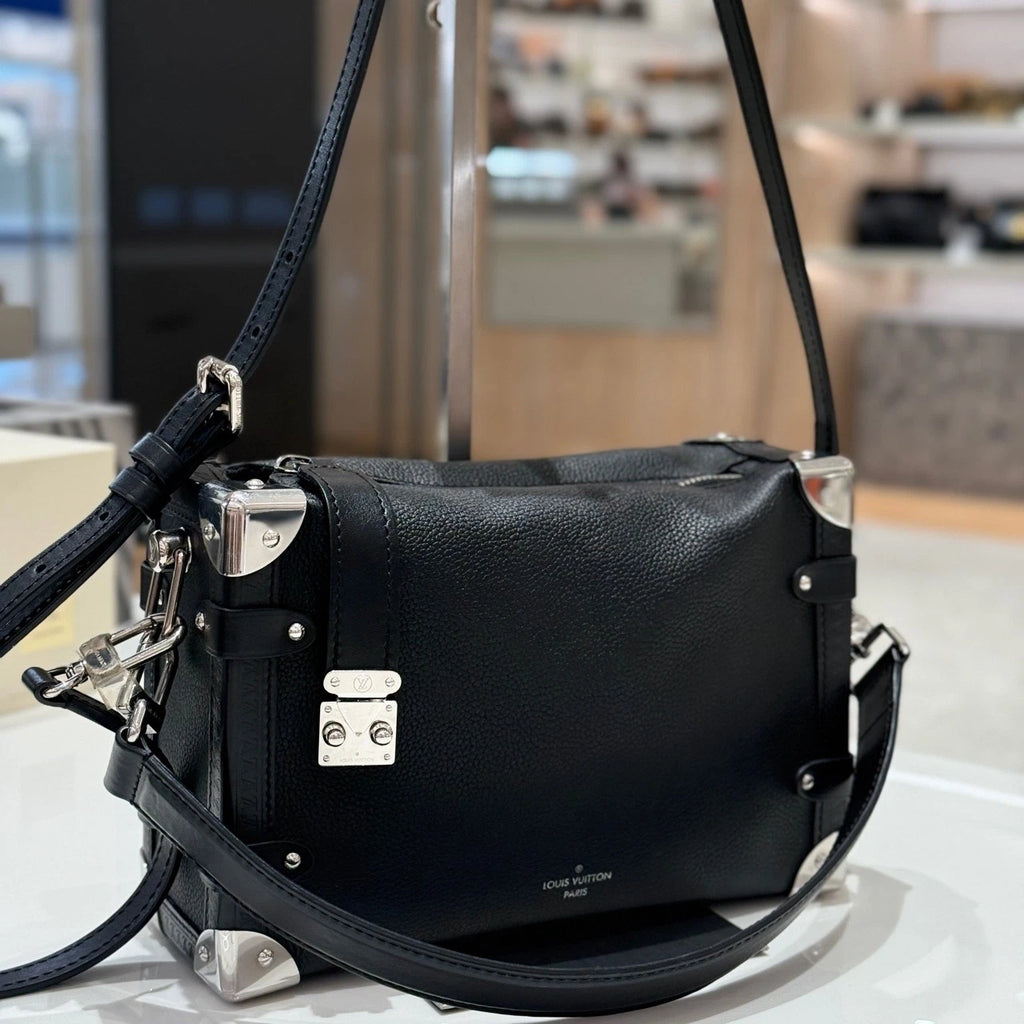 Louis Vuitton Medium Side Trunk Black Silver Leather Crossbody Bag For Women