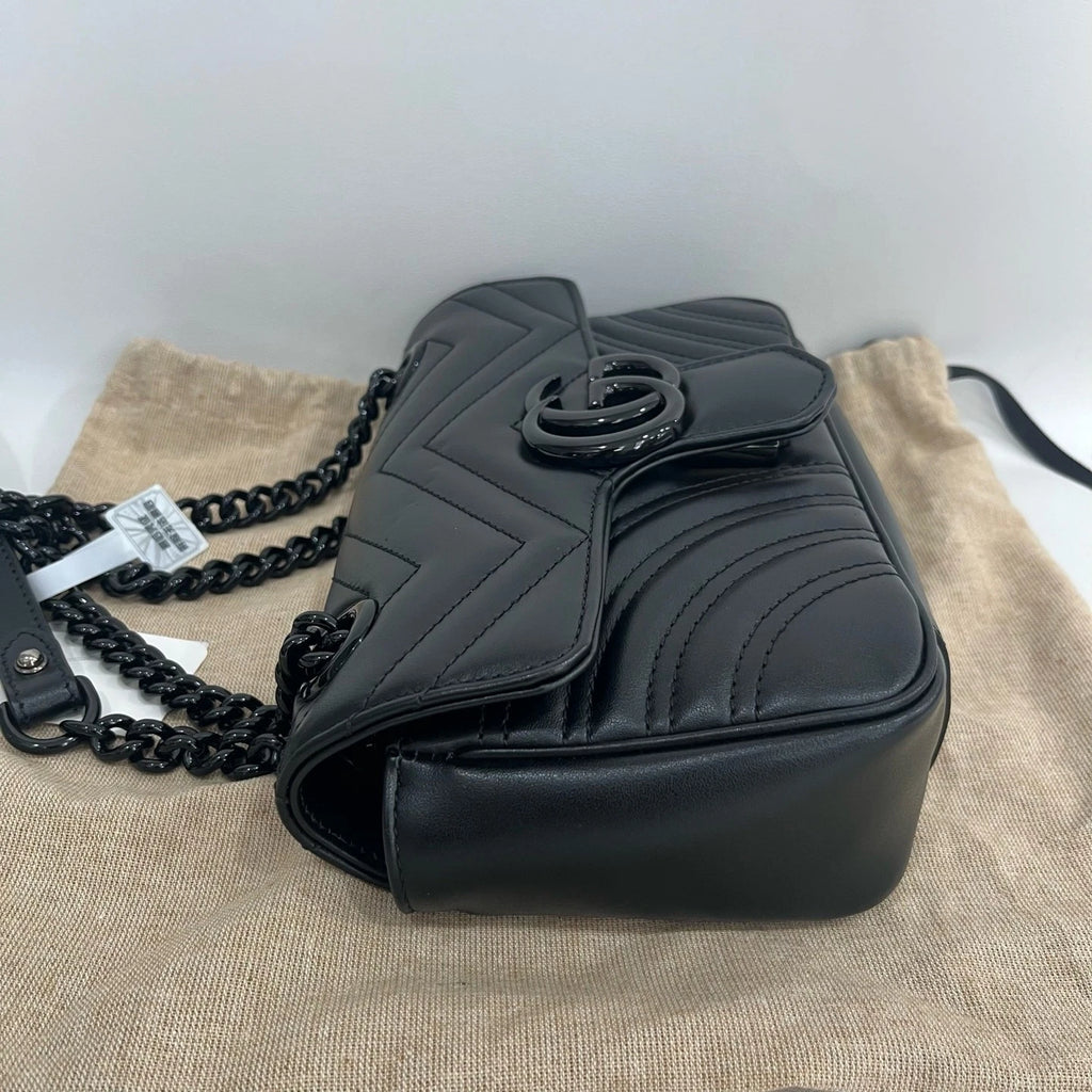 Gucci Marmont22 Black Leather Shoulder Bag For Women