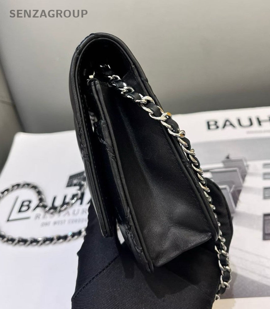 CHANEL CC Logo Woc Chain Shoulder bag Crossbody Black Silver Women