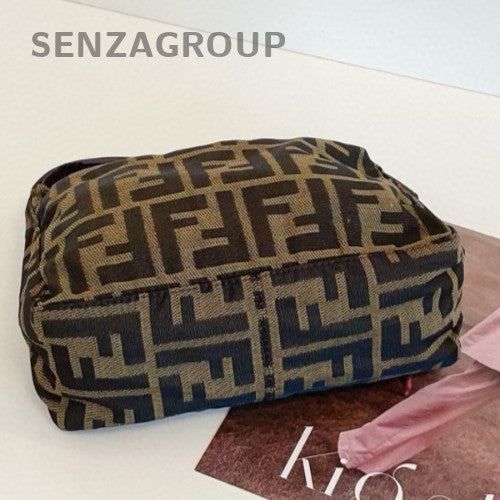 Fendi Hobo Vintage Top Handle Bag Brown Black Used Women Classic Designer