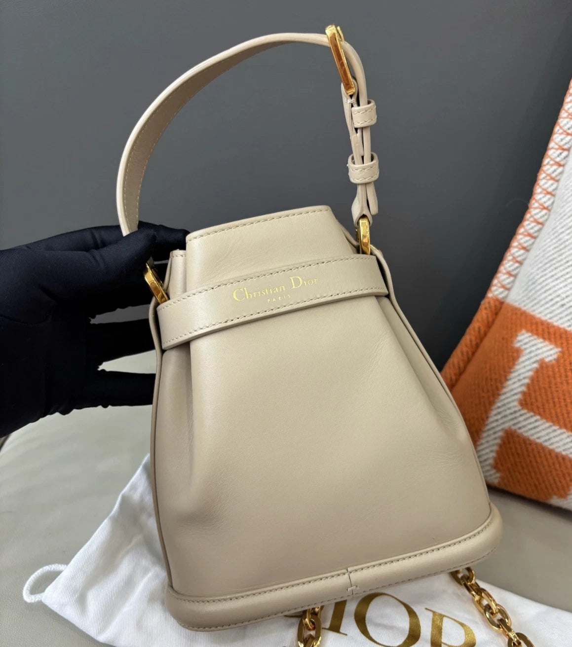 Christian Dior C'est PM Calfskin Bucket Top Handle Bag Shoulder Bag Women
