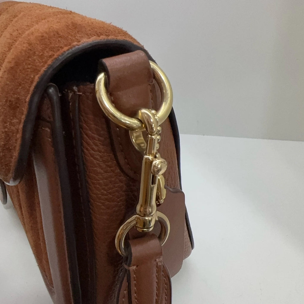 Coach Women's Georgie 27 Leather Suede Shoulder Crossbody Bag Caramel Brown