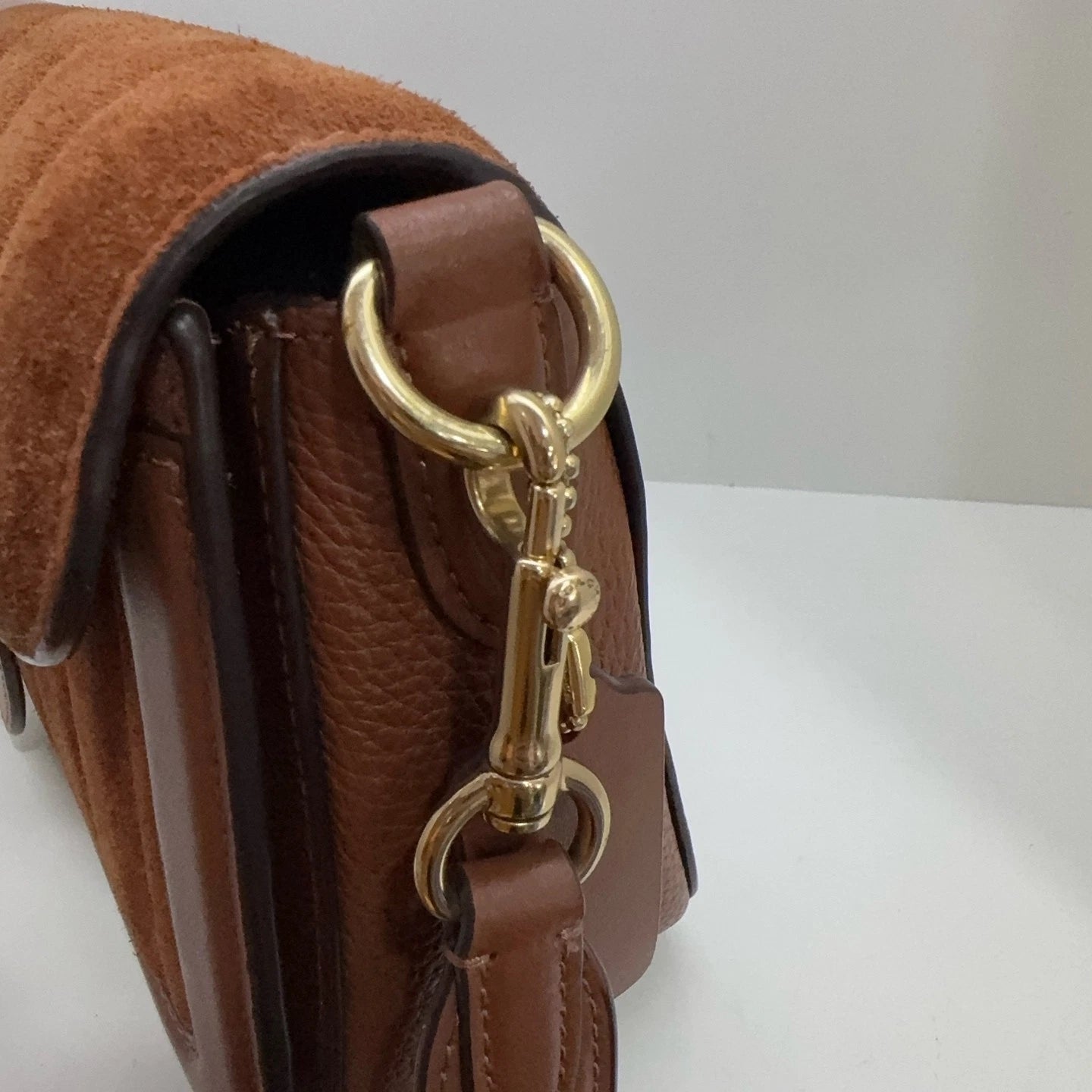 Coach Women's Georgie 27 Leather Suede Shoulder Crossbody Bag Caramel Brown