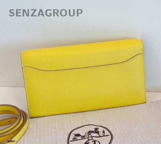 Hermes Constance To Go 2Way Shoulder Bag Crossbody Yellow Silver Women Designer