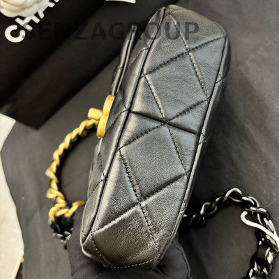 Chanel Ceramic Chain Quilted Flap Bag Black Gold Classic Women's Fashion
