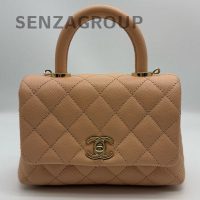Chanel Coco Handle Small Pink Gold Hardware Calfskin Quilted Bag