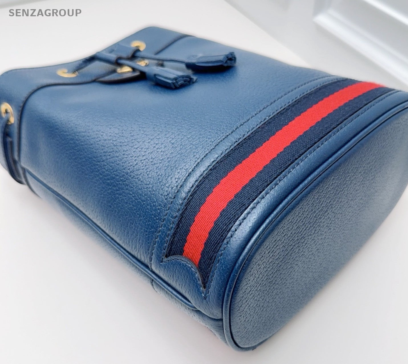 Gucci Ophidia Bucket Top Handle Bag Crossbody Blue Gold Women Classic Fashion