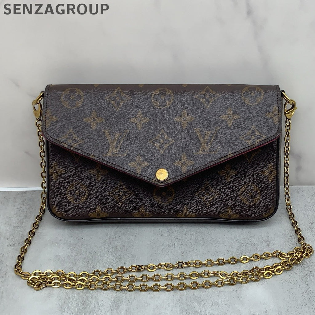 Louis Vuitton Monogram Canvas Trio Chain Shoulder Crossbody Bag Brown