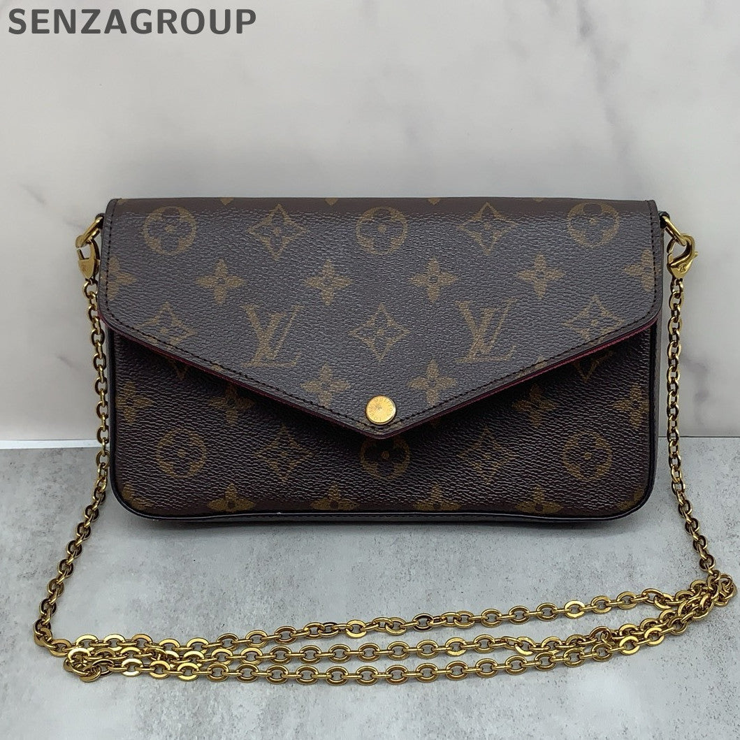 Louis Vuitton Monogram Canvas Trio Chain Shoulder Crossbody Bag Brown