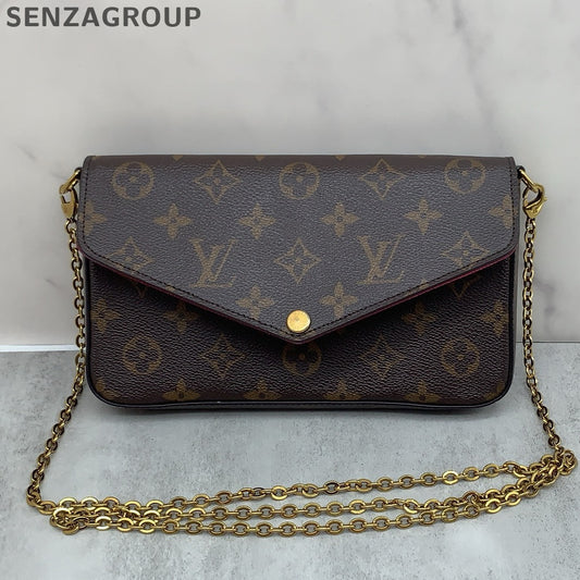 Louis Vuitton Monogram Canvas Trio Chain Shoulder Crossbody Bag Brown