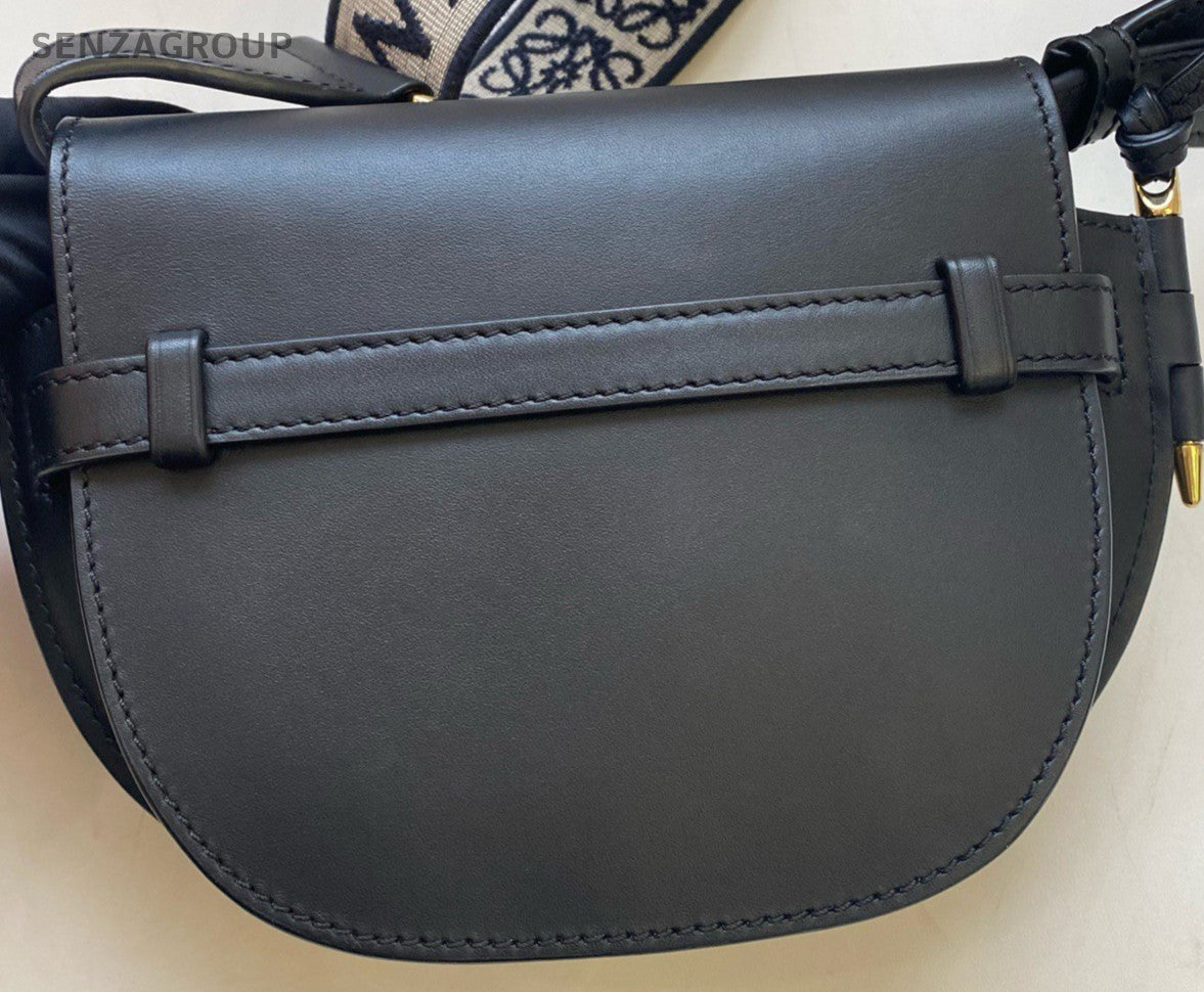 Loewe Gate Mini Saddle Shoulder Bag Black Gold Used Women Classic Designer