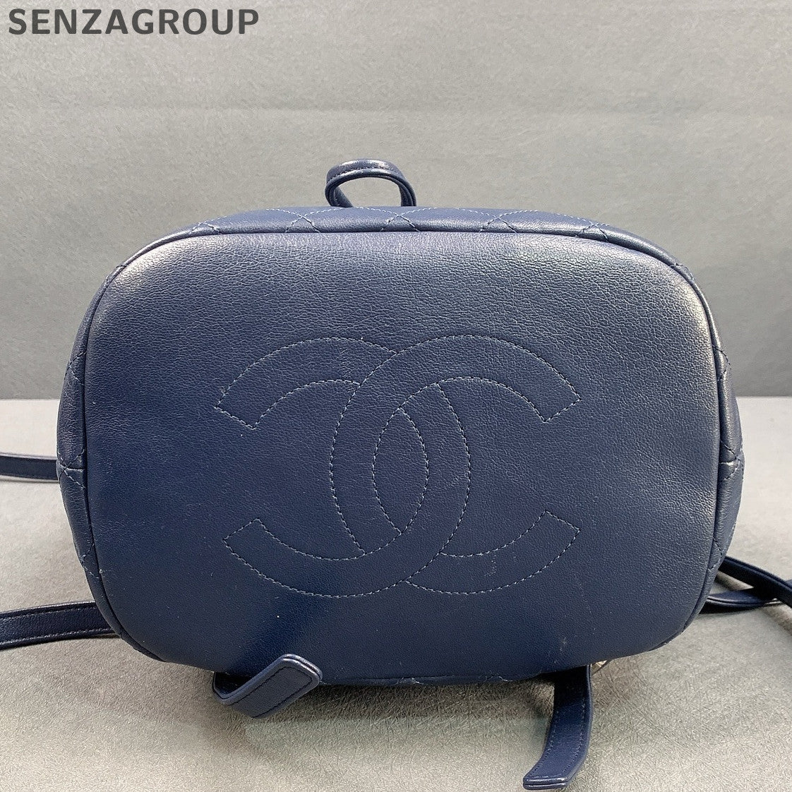 Chanel Blue Silver Salzburg Quilted Backpack Classic Women's Bag