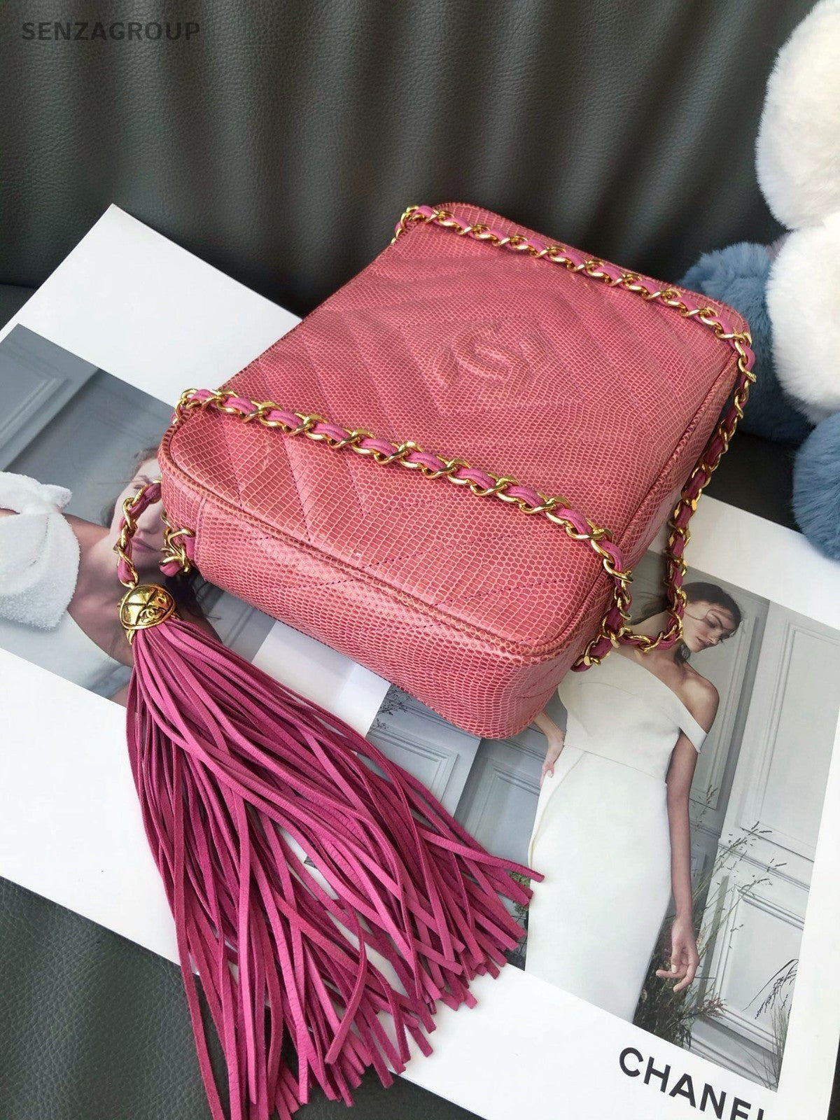 CHANEL Camera bag Lizard skin Chain Shoulder bag Pink Women