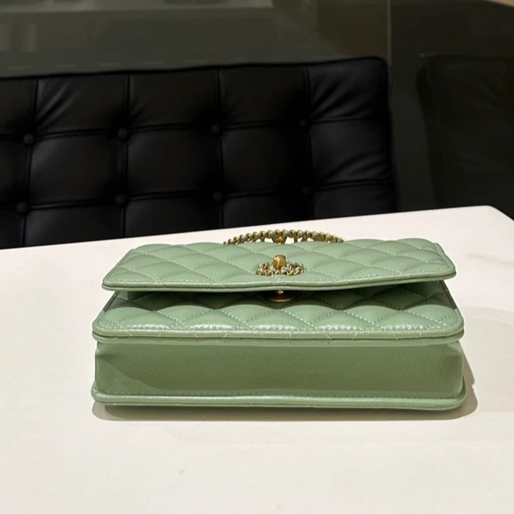 Chanel Green Top Handle WOC Wallet On Chain Crossbody Bag
